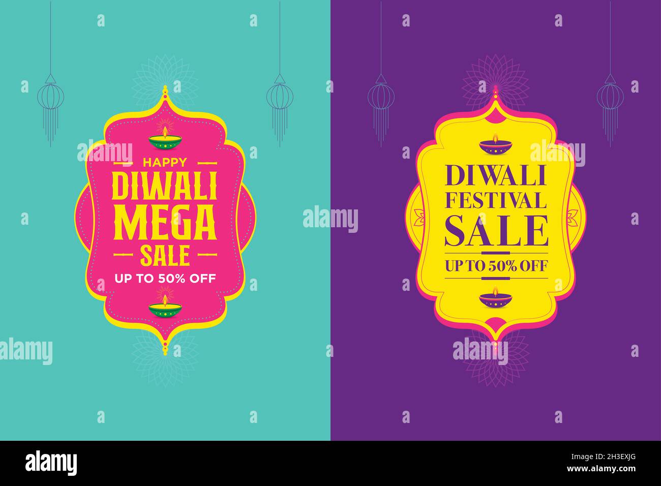 Diwali mega sale discount offer logo unit with Diwali festival elements and pop up colour background. Template, Banner, Logo Design, Icon, Poster. Stock Vector