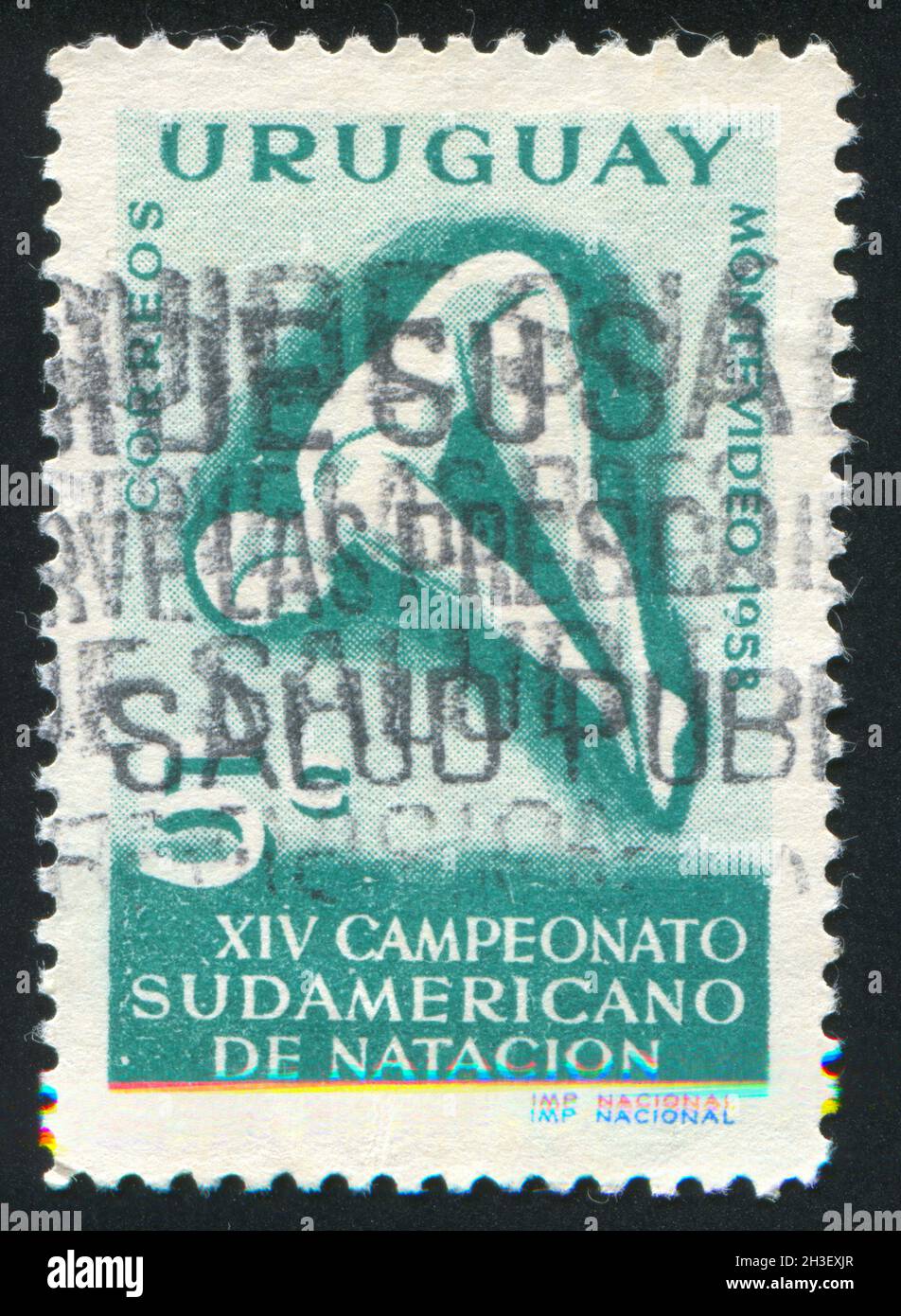 URUGUAY - CIRCA 1958: stamp printed by Uruguay, shows Diver, circa 1958 Stock Photo