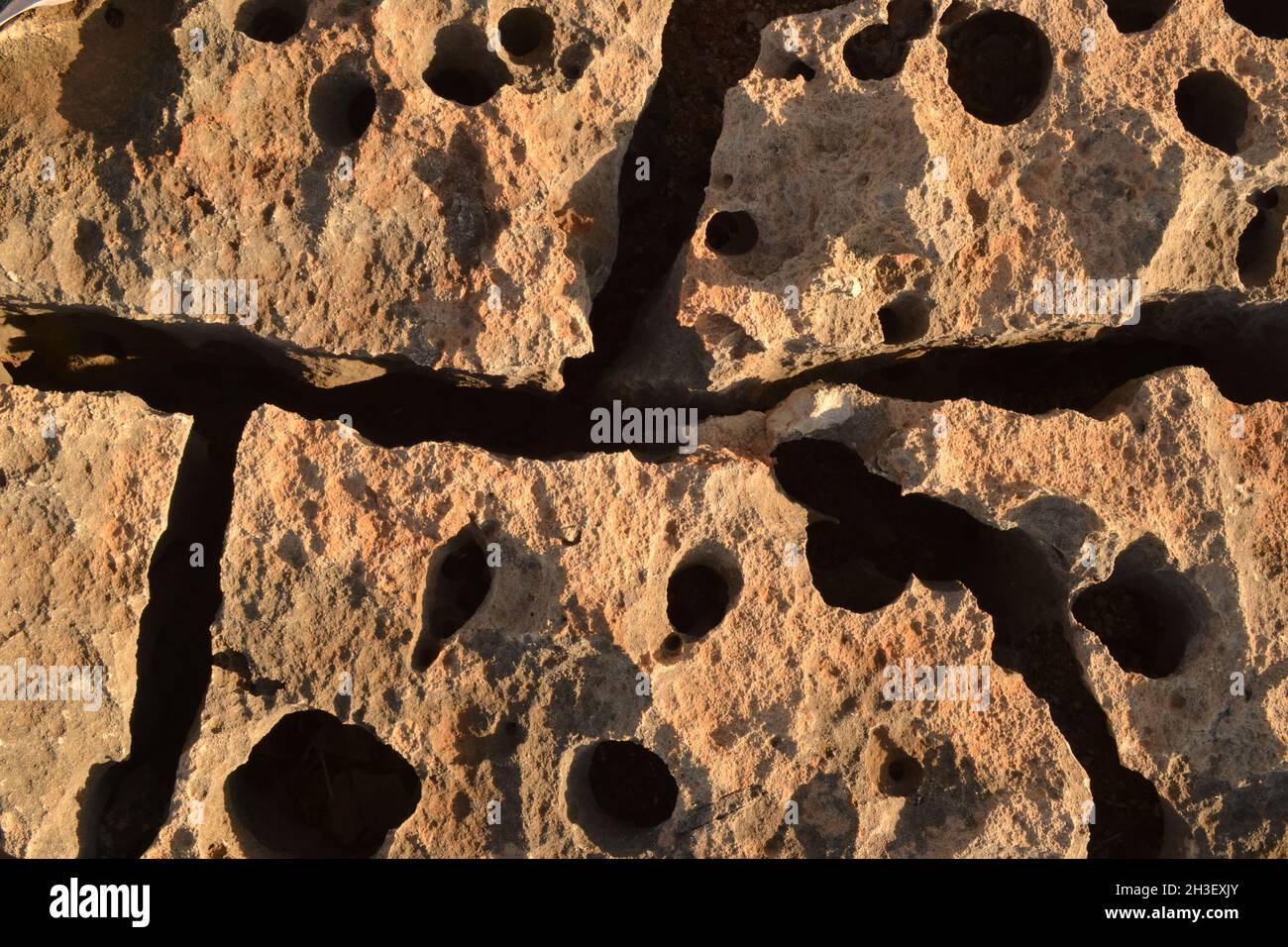 Cracks in Rocks at Cala Blanca Stock Photo