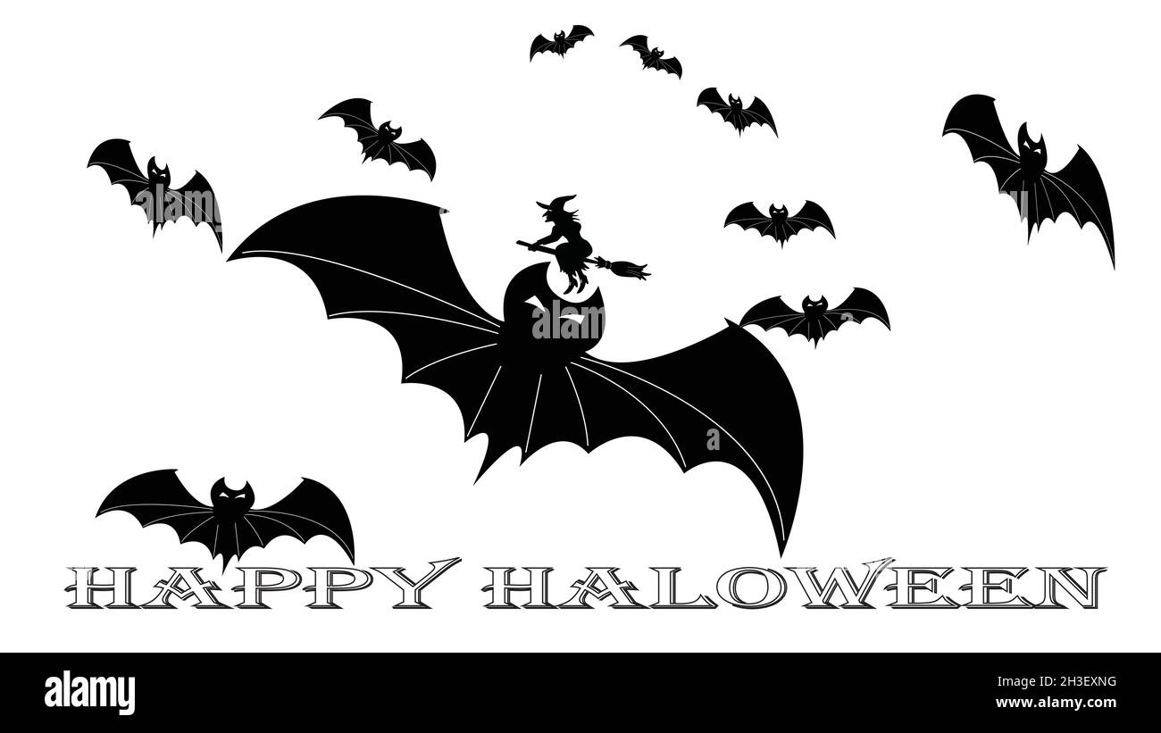 scary bats flying in the sky on halloween Stock Vector