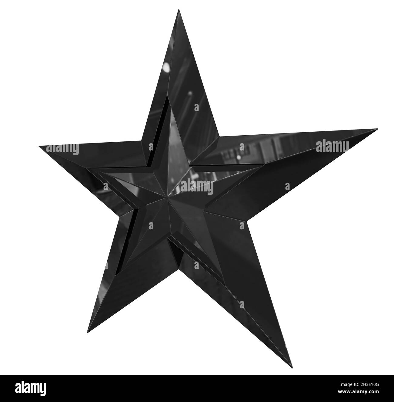 5-point-star-christmas-star-black-single-isolated-on-white-background-3d-rendering-stock