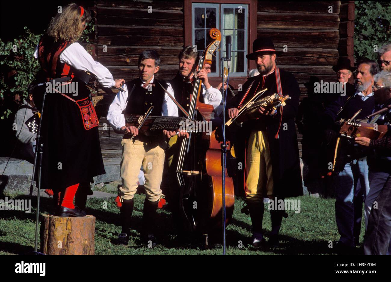 BJURSÅS, SWEDEN IN 1990, analog. Slides from fiddlers' meeting, play in 1990 in Bjursås, Sweden. Unidentified people. Editorial Stock Photo