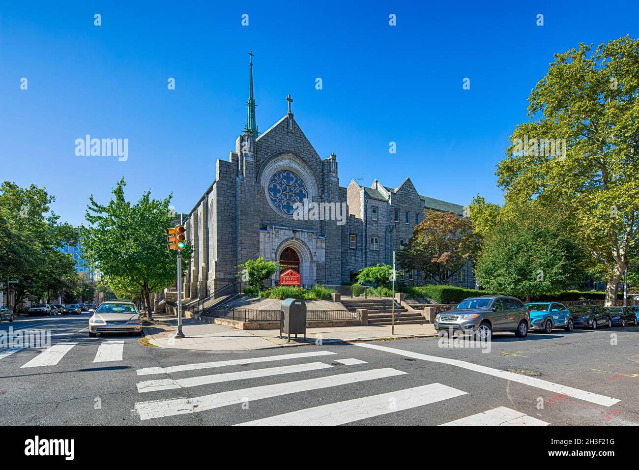 Roman Catholic Chapel of Divine Love, at 2212 Green Street in Philadelphia's Spring Garden Historic District. Stock Photo