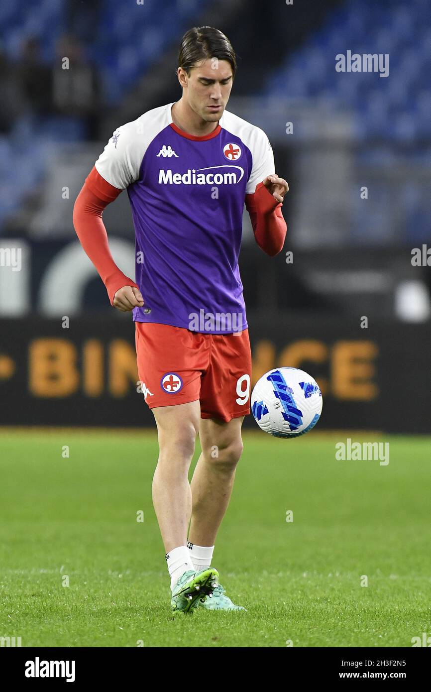 Florence, Italy. 21st Mar, 2021. Dusan Vlahovic (ACF Fiorentina) during ACF  Fiorentina vs AC Milan, Italian football Serie A match in Florence, Italy,  March 21 2021 Credit: Independent Photo Agency/Alamy Live News