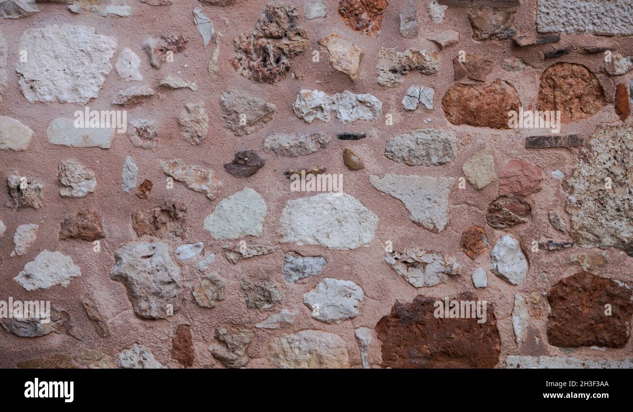 Closeup of stone wall in Ayllon, Spain Stock Photo