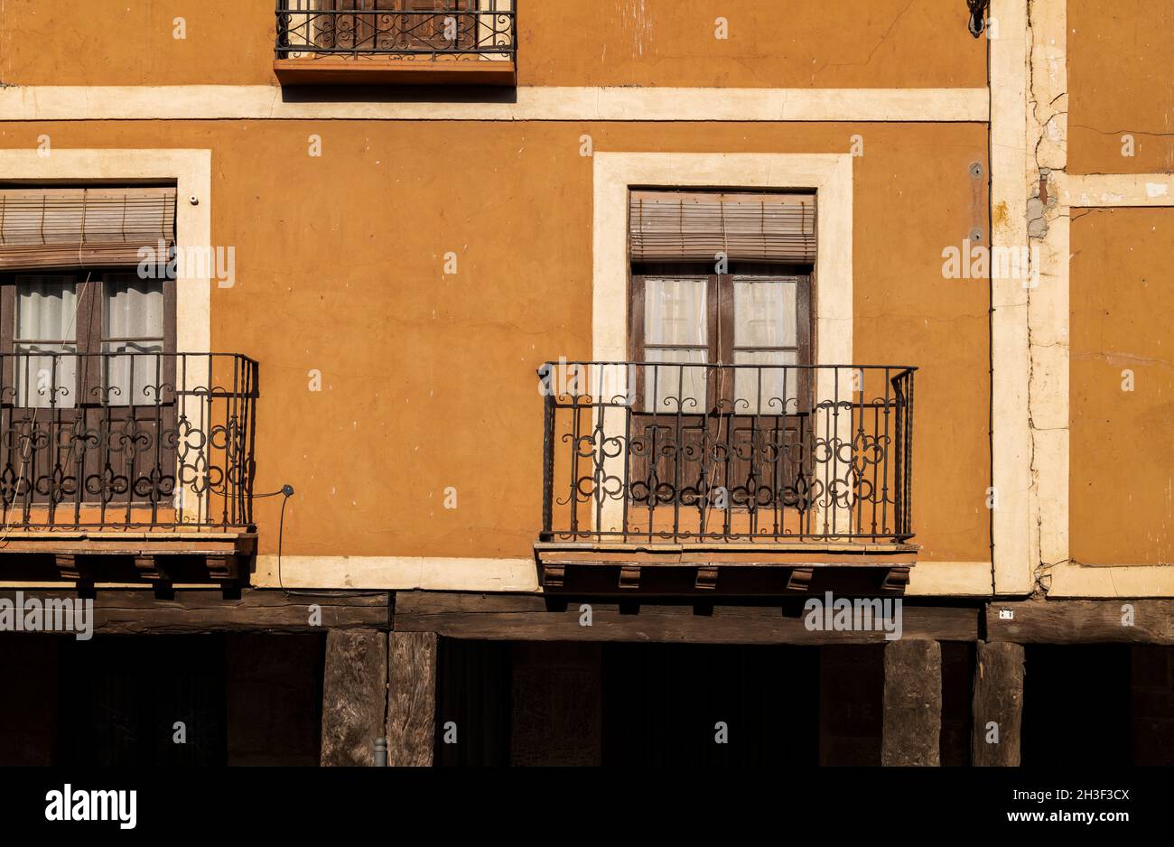 Facade of an old building in Ayllon, Spain Stock Photo