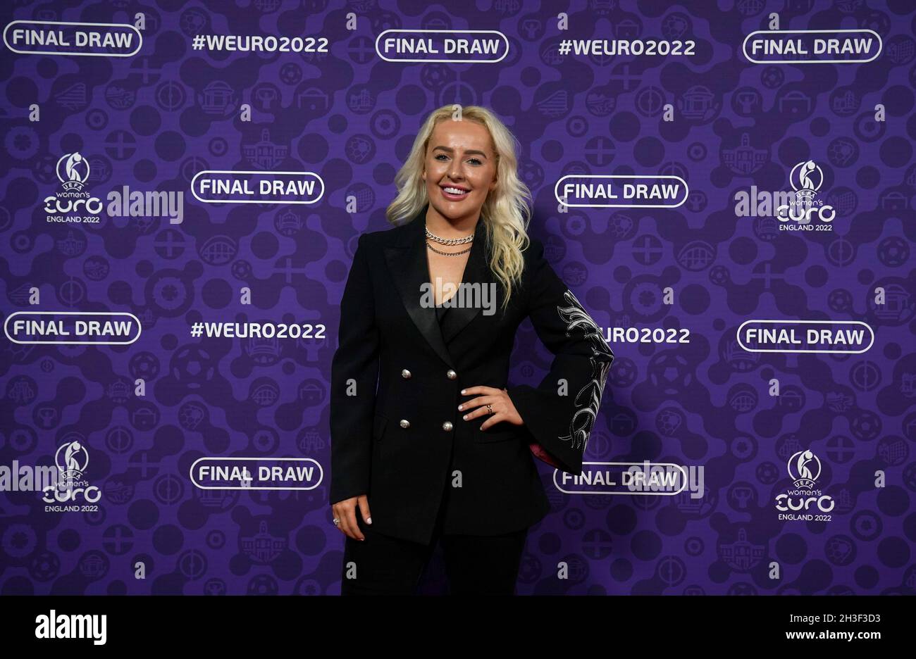 Football freestyler Liv Cooke during the UEFA Women's Euro 2022 draw at O2 Victoria Warehouse, Manchester. Picture date: Thursday October 28, 2021. Stock Photo