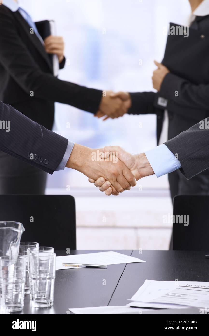 Businesspeople shaking hands Stock Photo