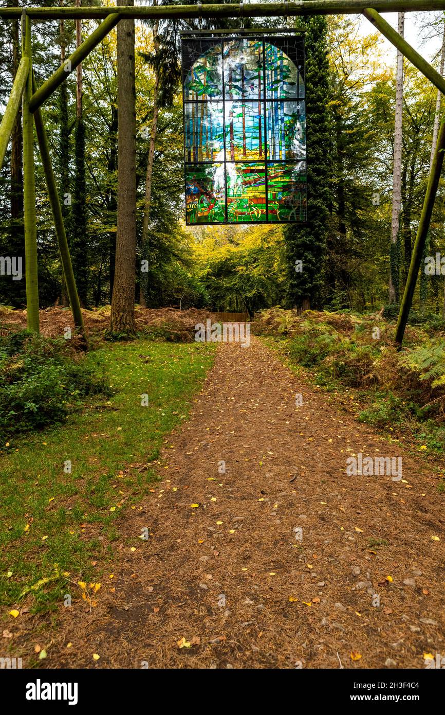 Cathedral, a stained glass installation by Kevin Atherton. Forest of