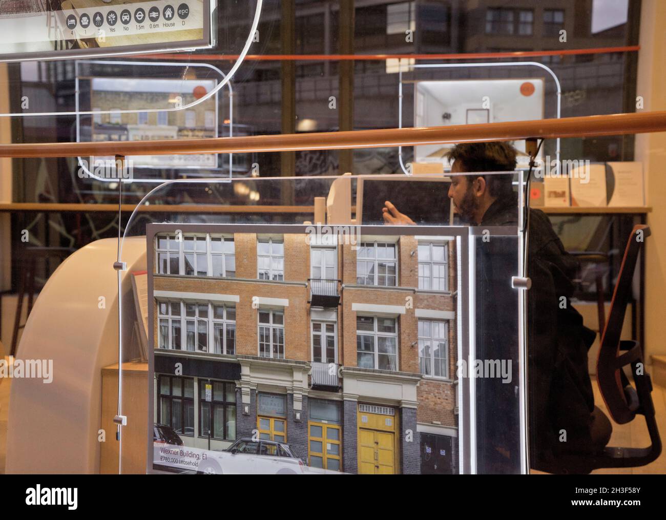 Interior of estate agent office in Shoreditch,London,England,UK Stock