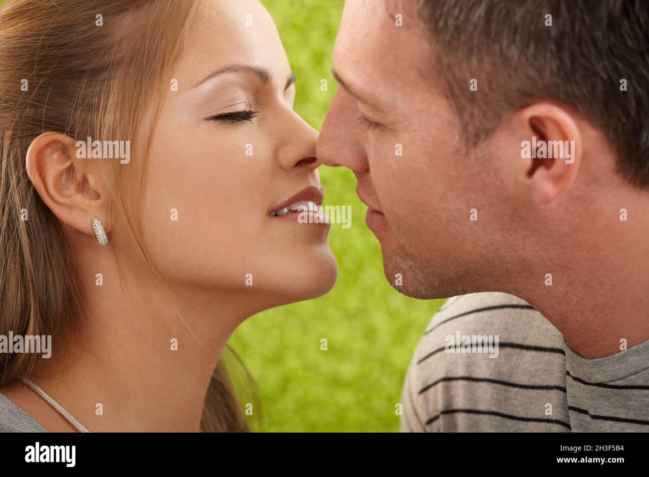 Passionate couple before kiss Stock Photo