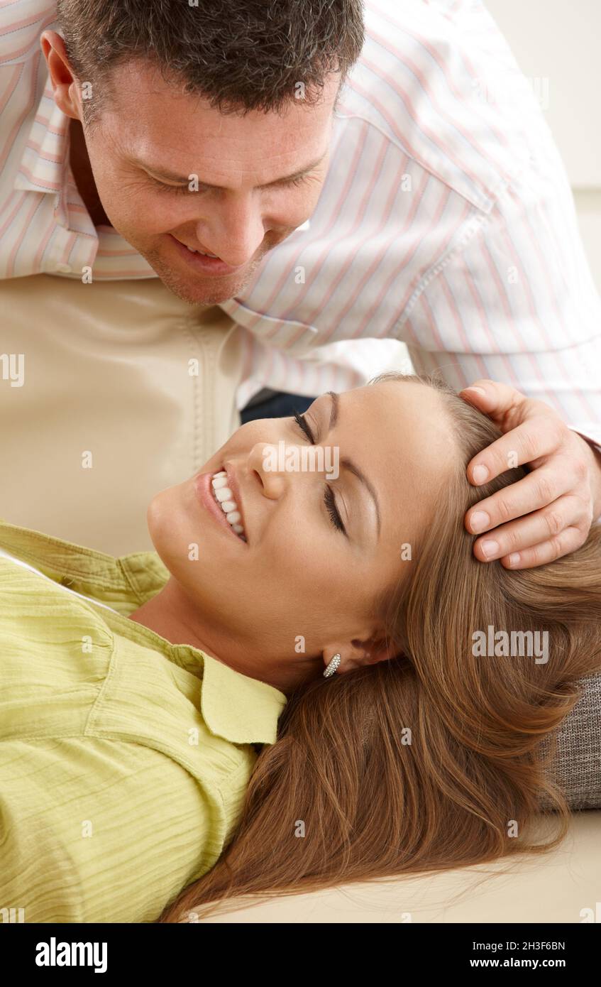 Man stroking woman&apos;s hair Stock Photohttps. stroking woman&apos;s hair...