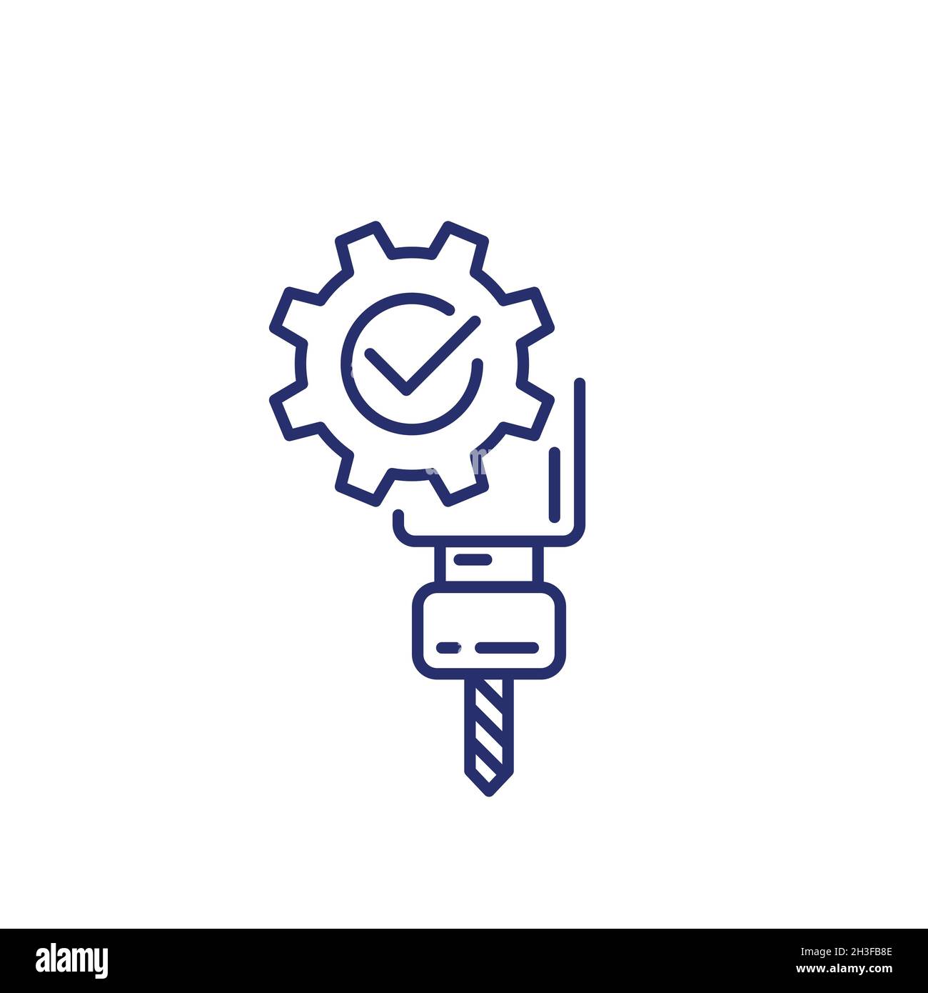 CNC machine, tool line icon Stock Vector