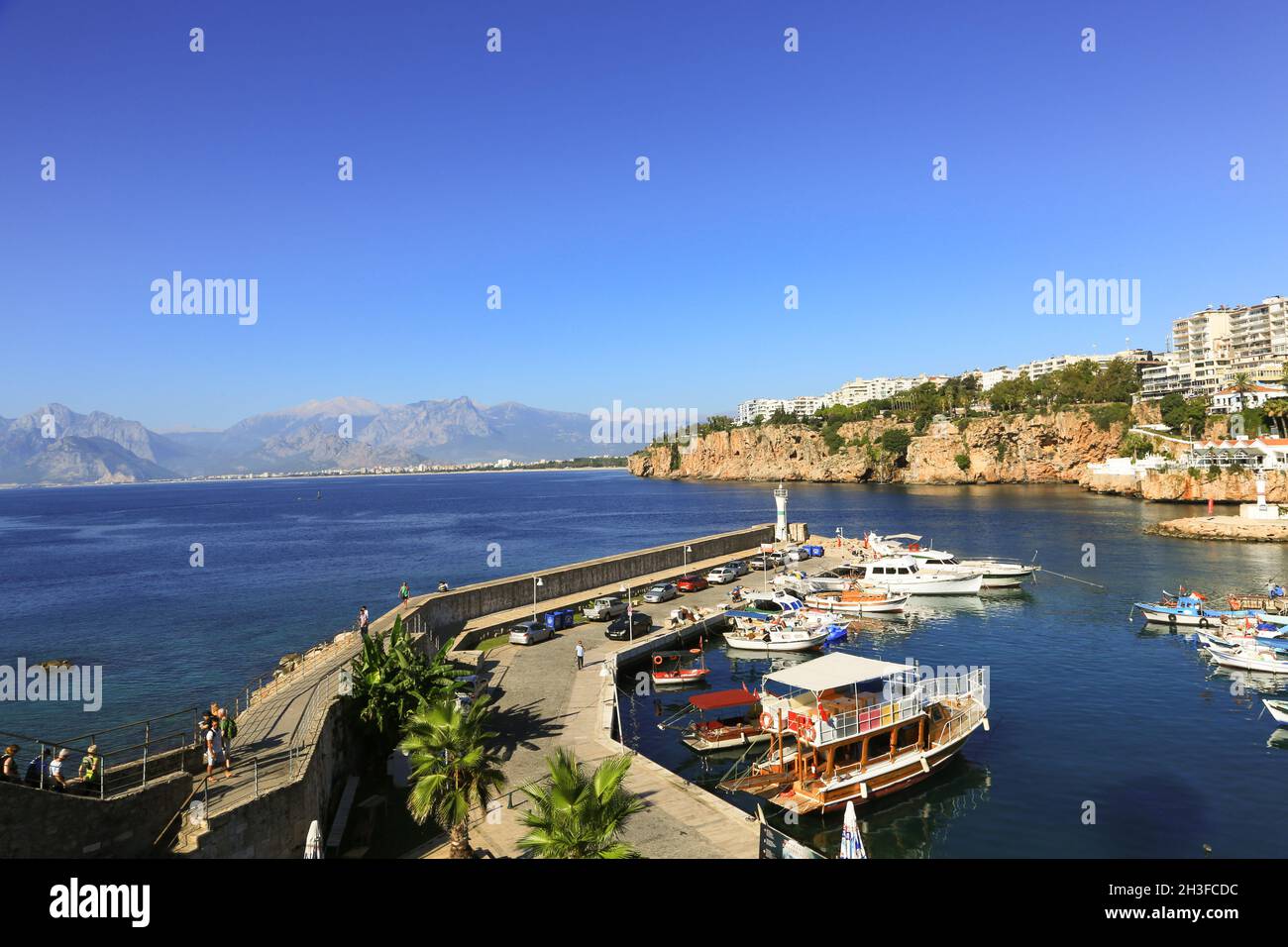 Picturesque marina at the coastal city Antalya in southern Turkey. Stock Photo