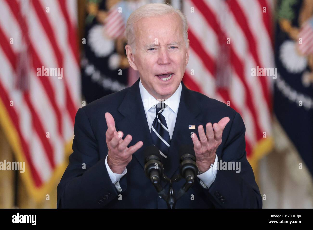 Washington, USA. 28th Oct, 2021. President Joe Biden delivers remarks ...