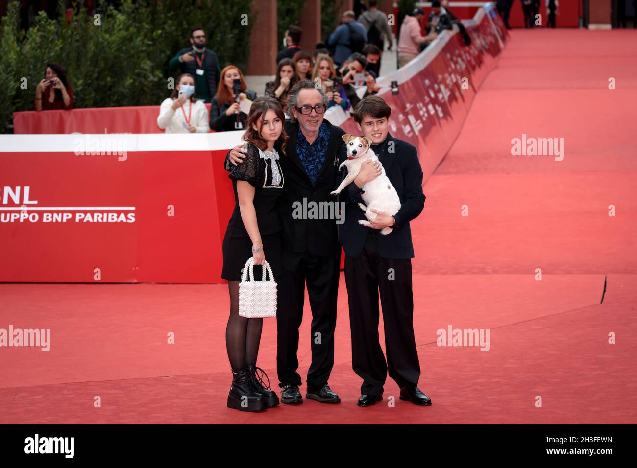 Rome, Italy - October 23, 2021: American director Tim Burton and his