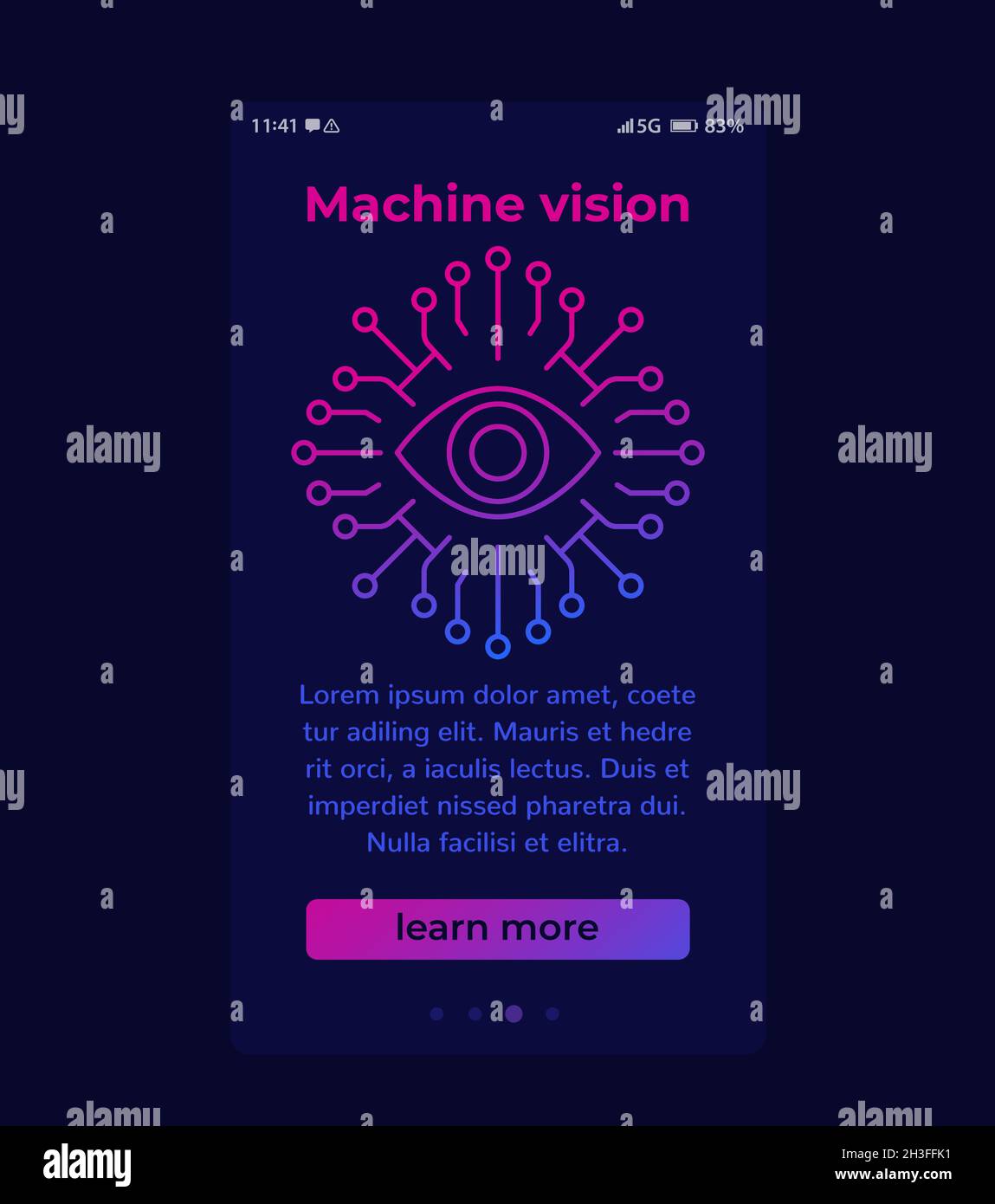 Machine vision vector banner with line icon Stock Vector
