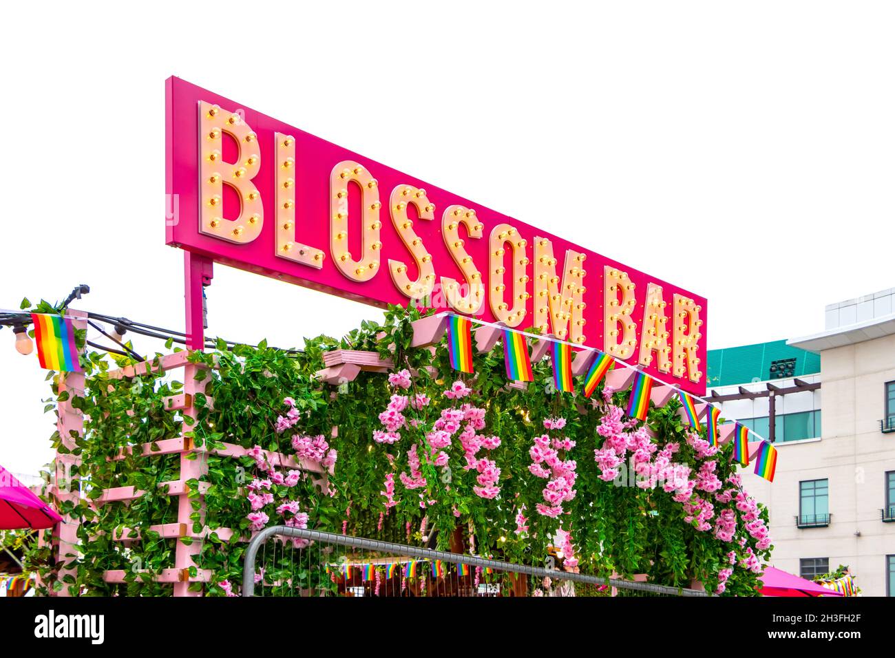 Blossom Bar sign at Birmingham Pride Saturday 25th September 2021 Stock