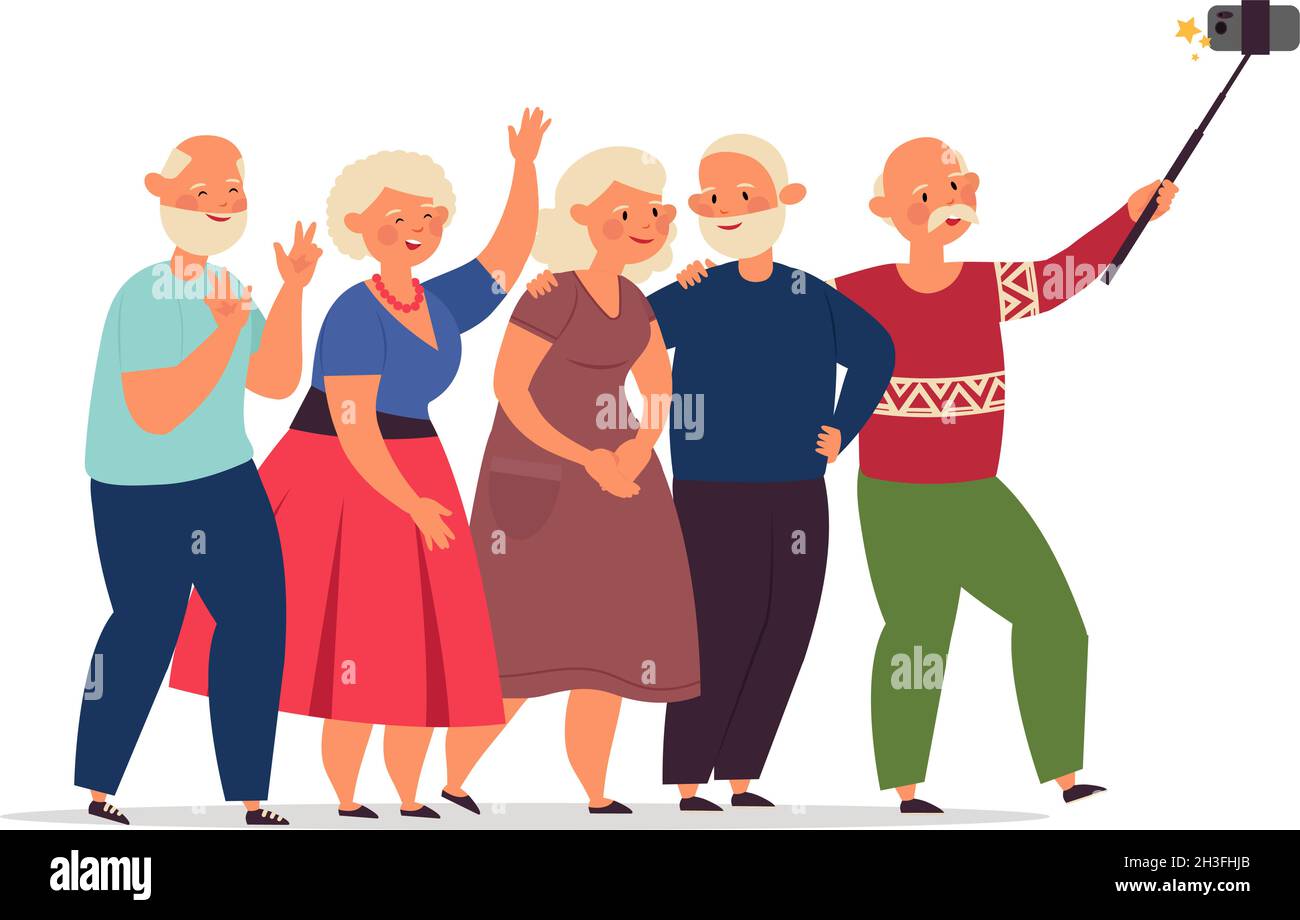 Group Of Old People Cartoon