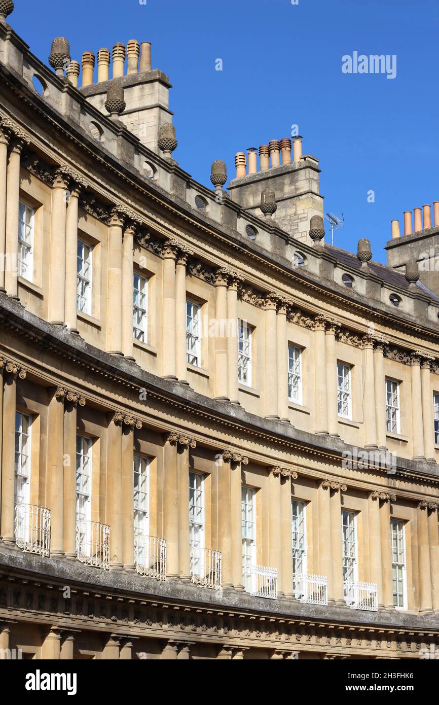 A section of The Circus in Bath, designed by John Wood the Elder and completed by his son John Wood the Younger in 1764 Stock Photo
