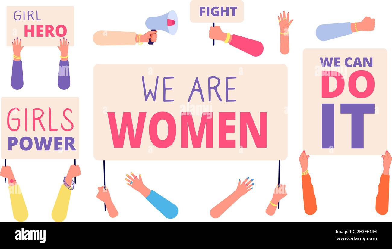 Women rights banners woman power girl Royalty Free Vector