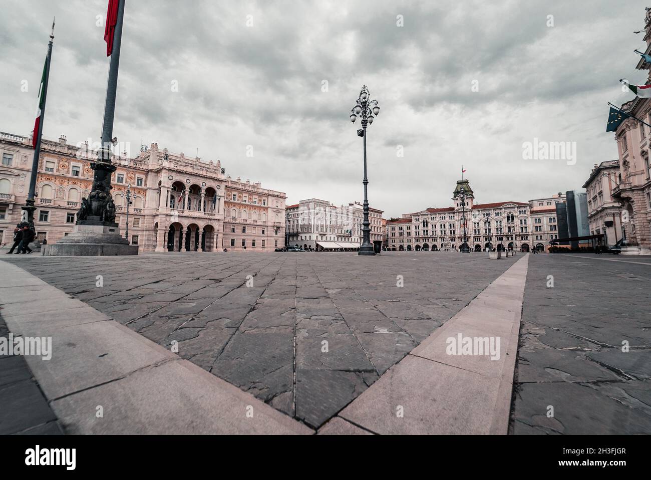 Trieste, Italy in a beautiful moody light and sky scenery, perfect for homepage, flyers and background. Stock Photo