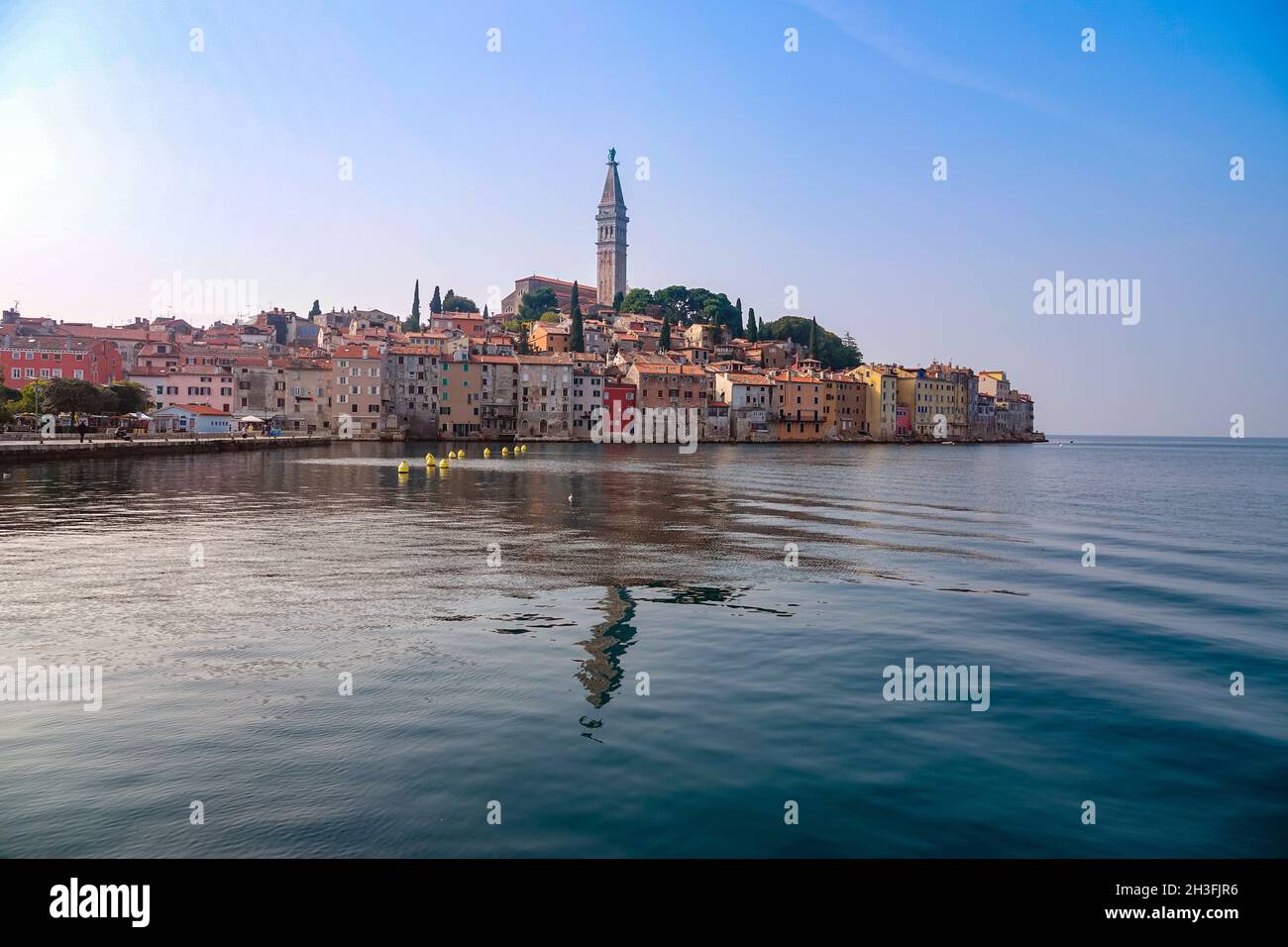 Calm sea with reflections, Rovinj, Istria, Croatia, Adriatic Sea, Europe Stock Photo