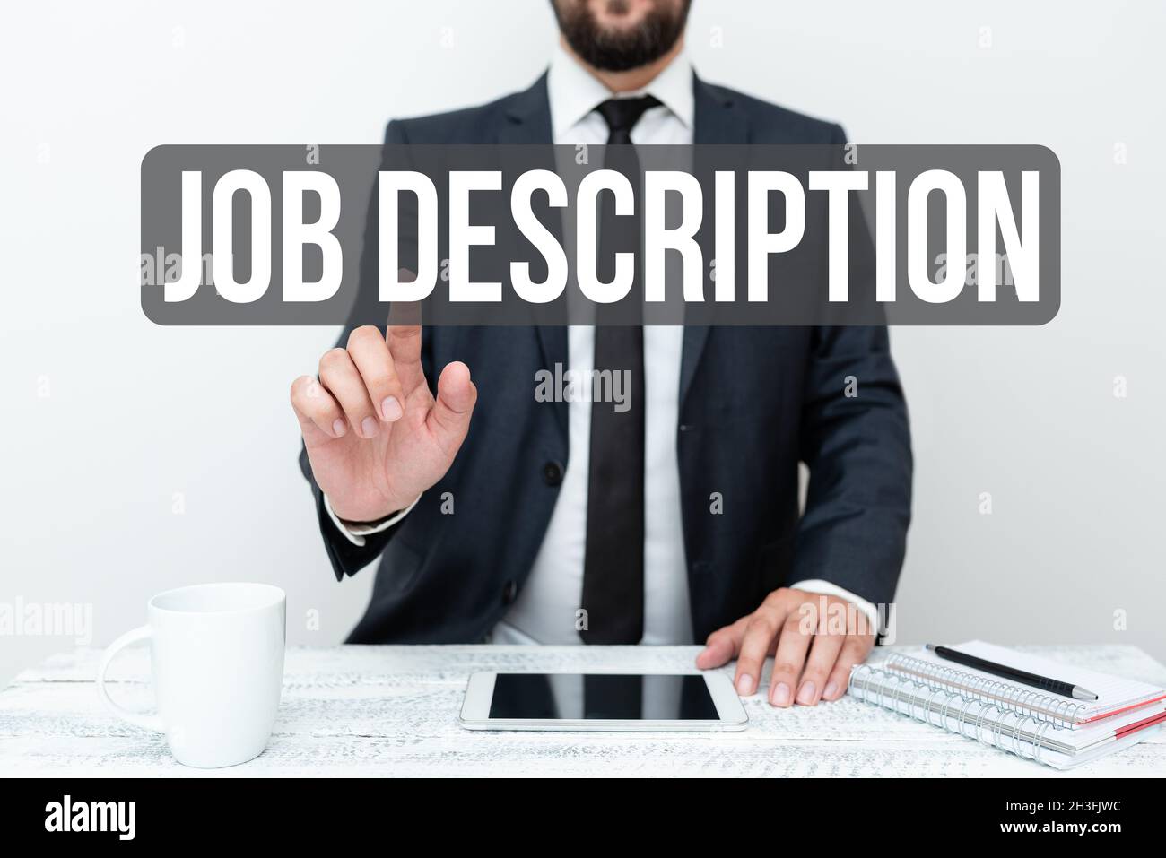 Text showing inspiration Job Description. Conceptual photo a formal ...