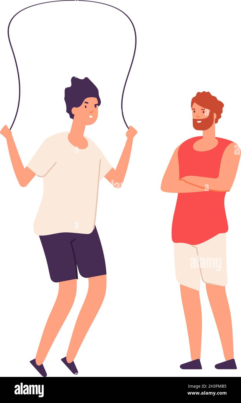 Athlete jumping rope. Personal training, sport man and coach