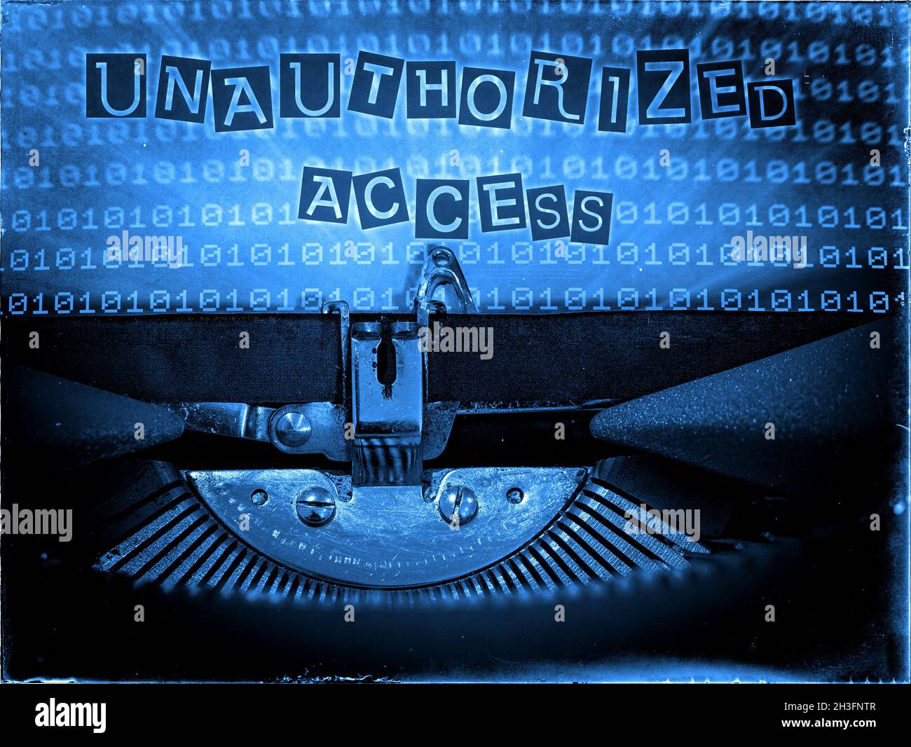 Vintage typewriter displaying Unauthorized access Stock Photo