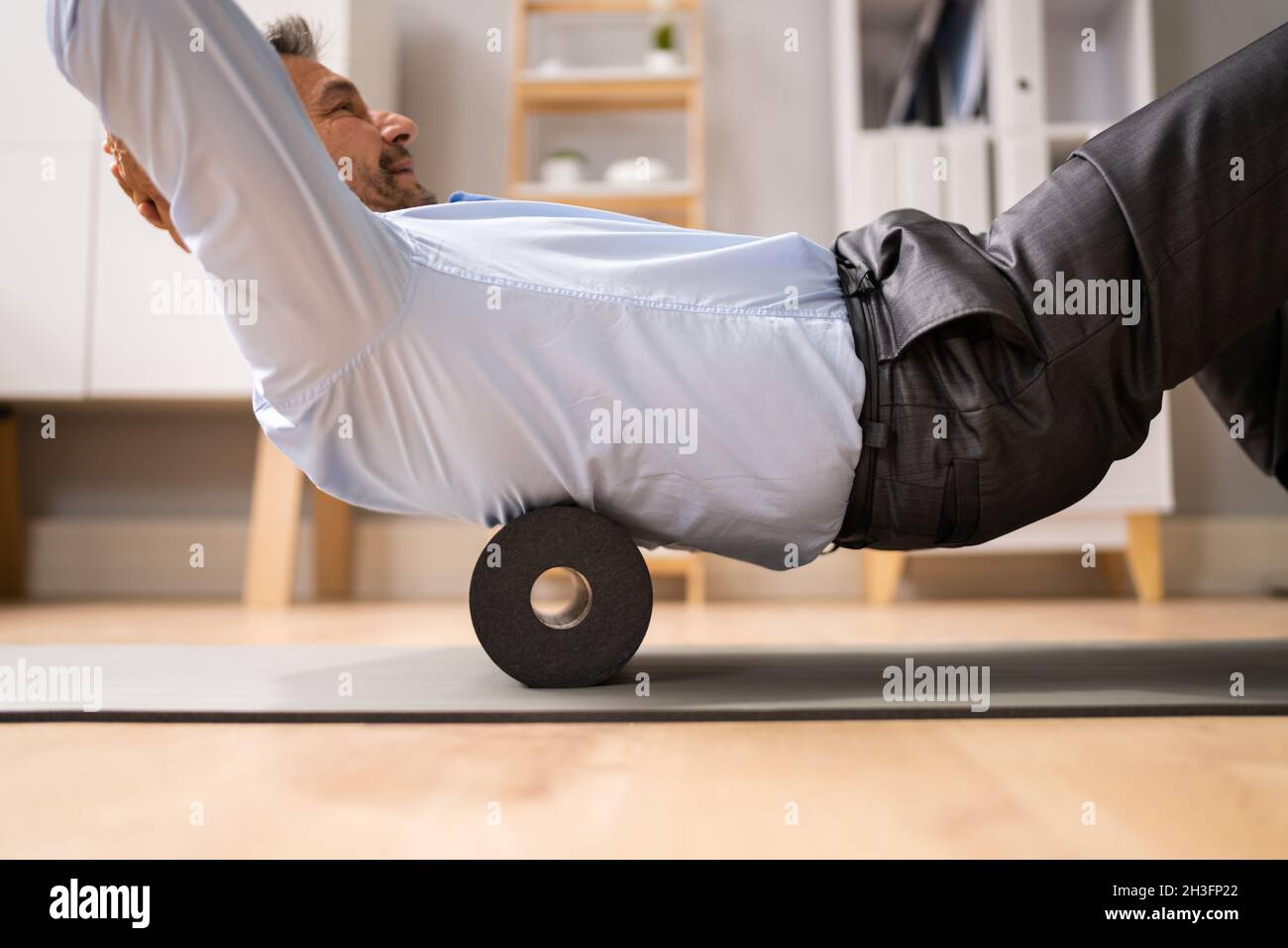 Foam Roller Back Pain Treatment And Myofascial Release Stock Photo Alamy