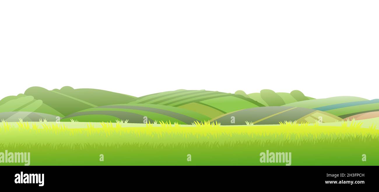 Rural hills. Farm cute landscape. Funny cartoon design illustration. Flat  style. Isolated on white background. Vector Stock Vector Image & Art - Alamy