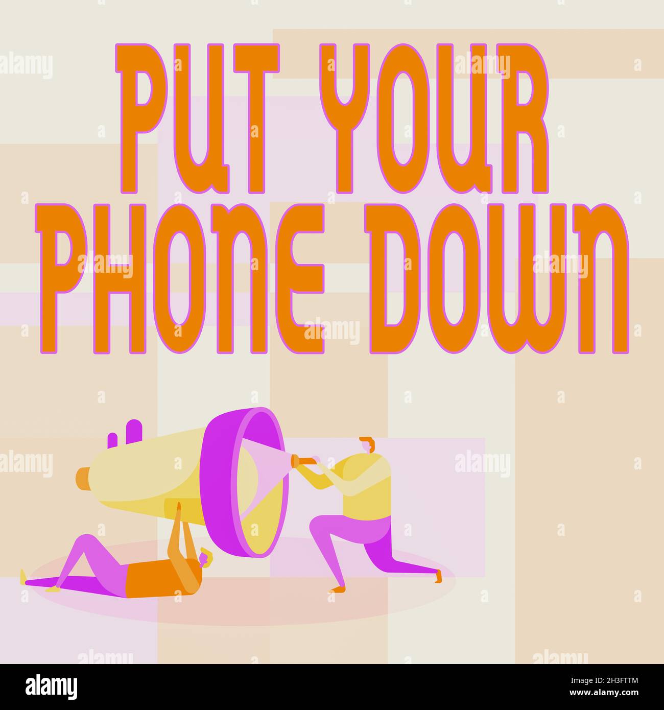 Hand writing sign Put Your Phone Down. Business approach end telephone ...
