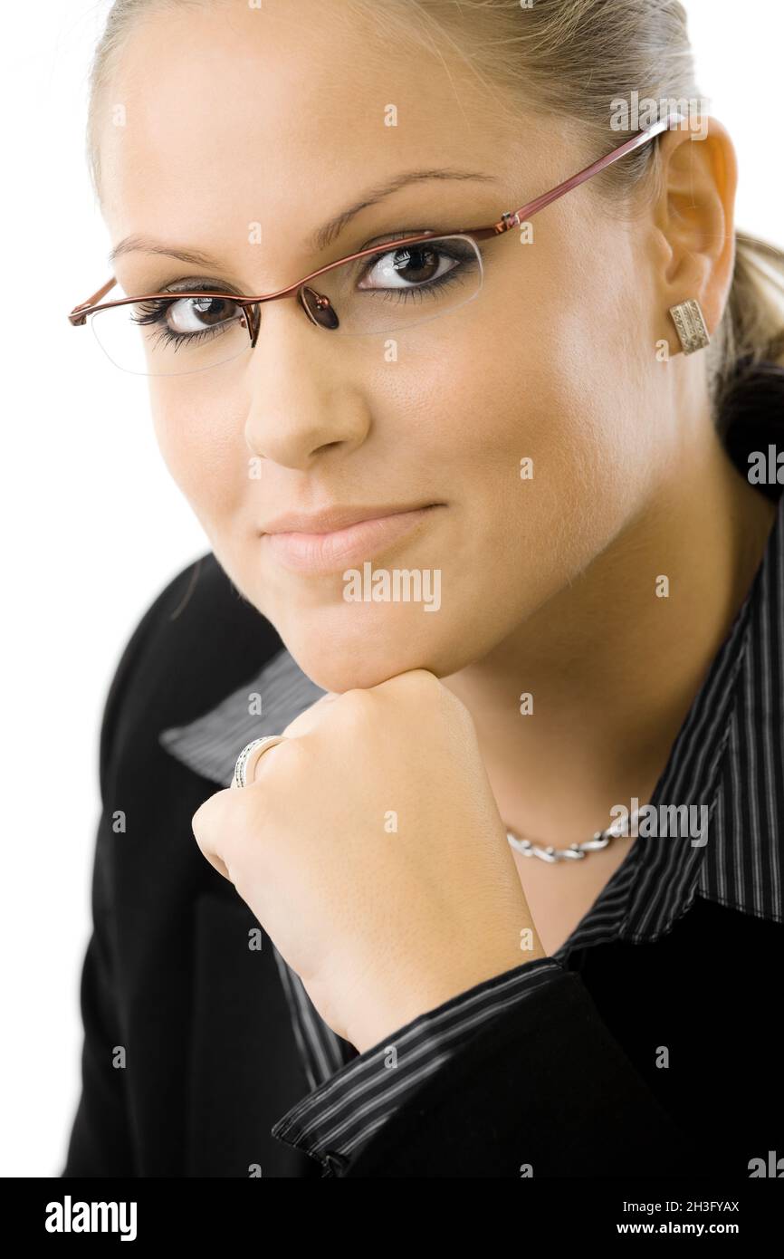 Businesswoman thinking Stock Photo