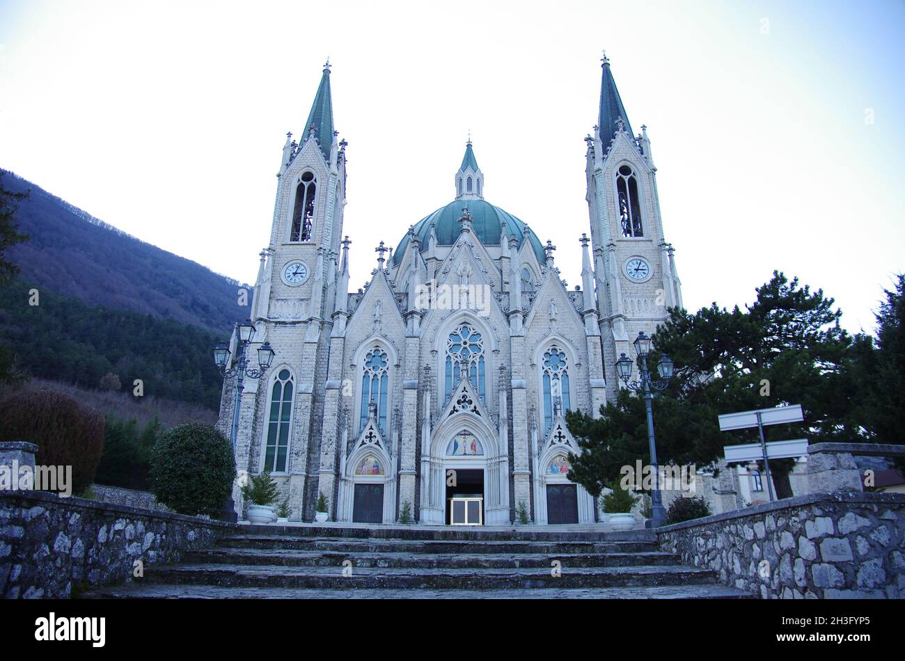 Castelpetroso - Molise - Basilica Minore dell'Addolorata Sanctuary in neo-Gothic style Stock Photo