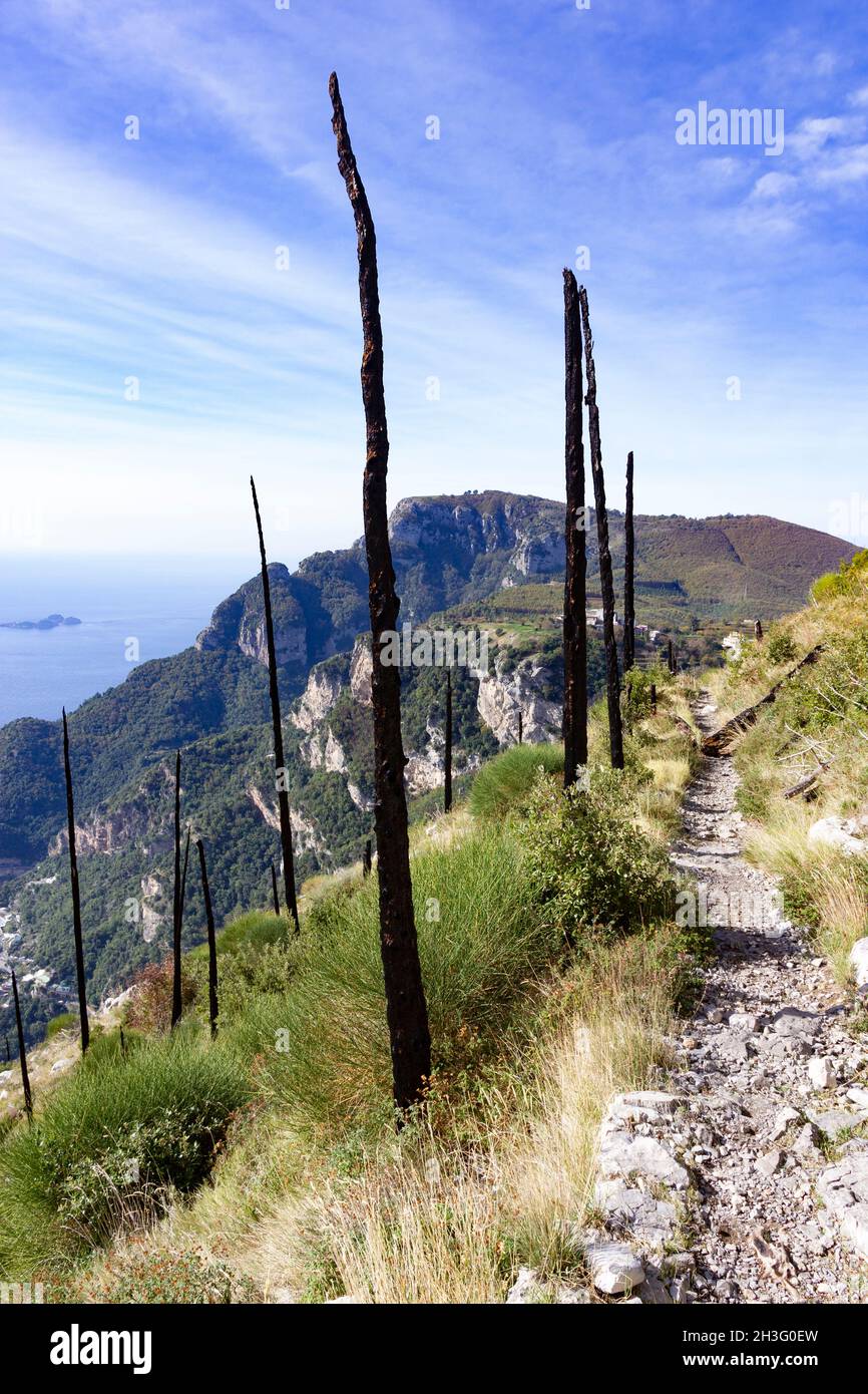 The Path of the Gods Sentiero degli Dei Amalfi Coast Italy Stock Photo