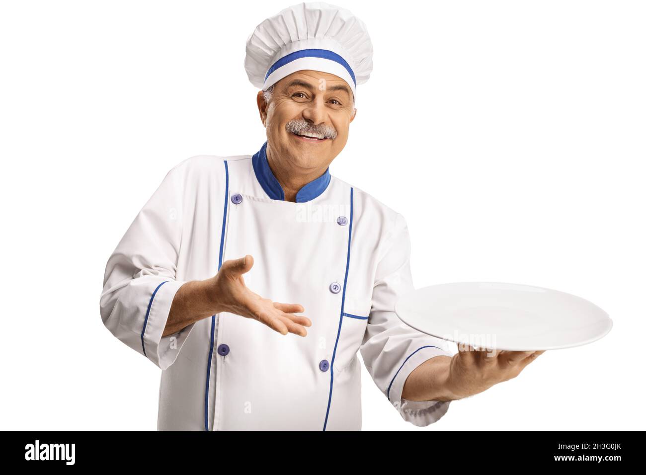 Chef holding plate smiling hi-res stock photography and images - Alamy