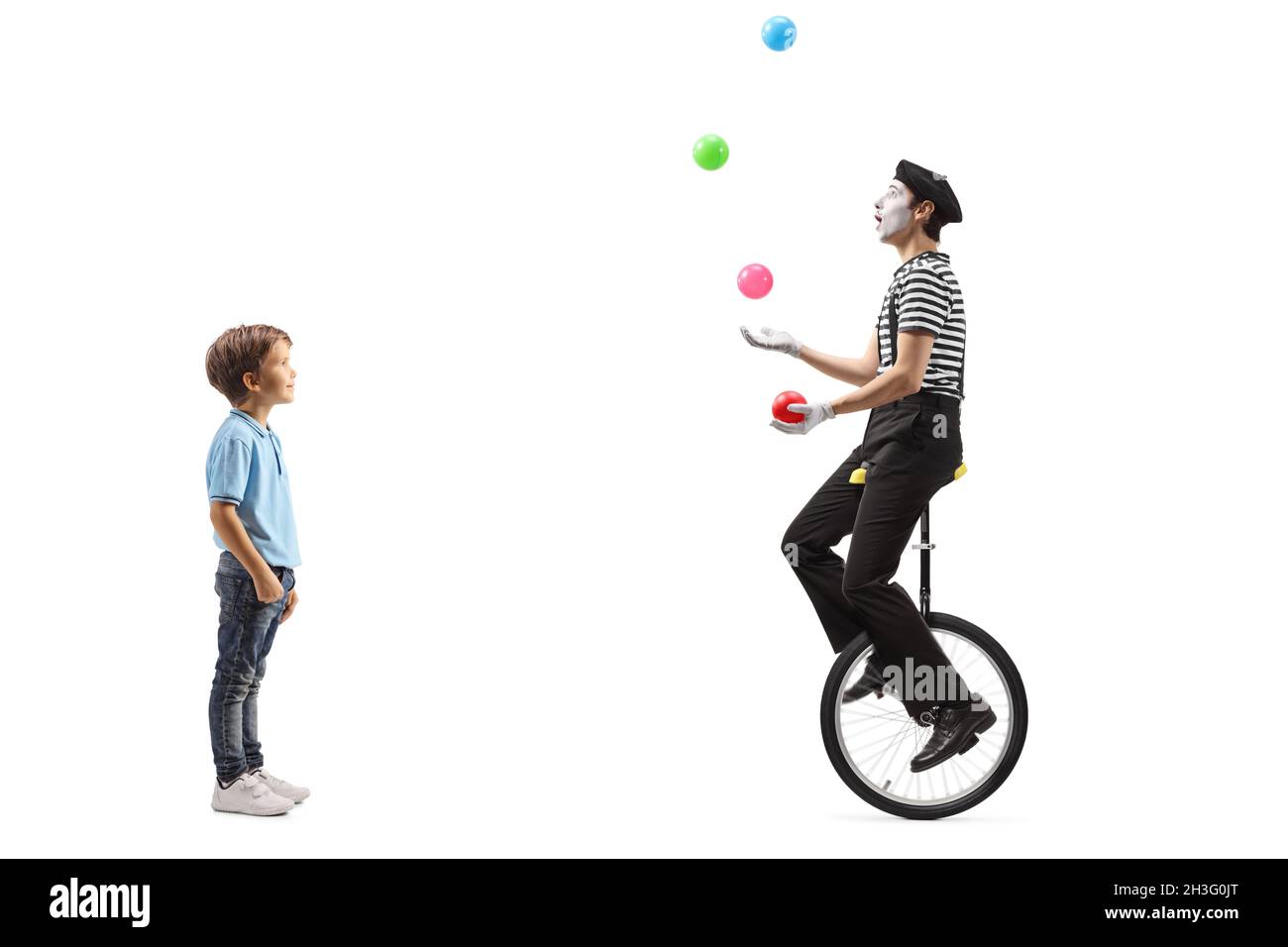 Boy on unicycle Cut Out Stock Images & Pictures Alamy