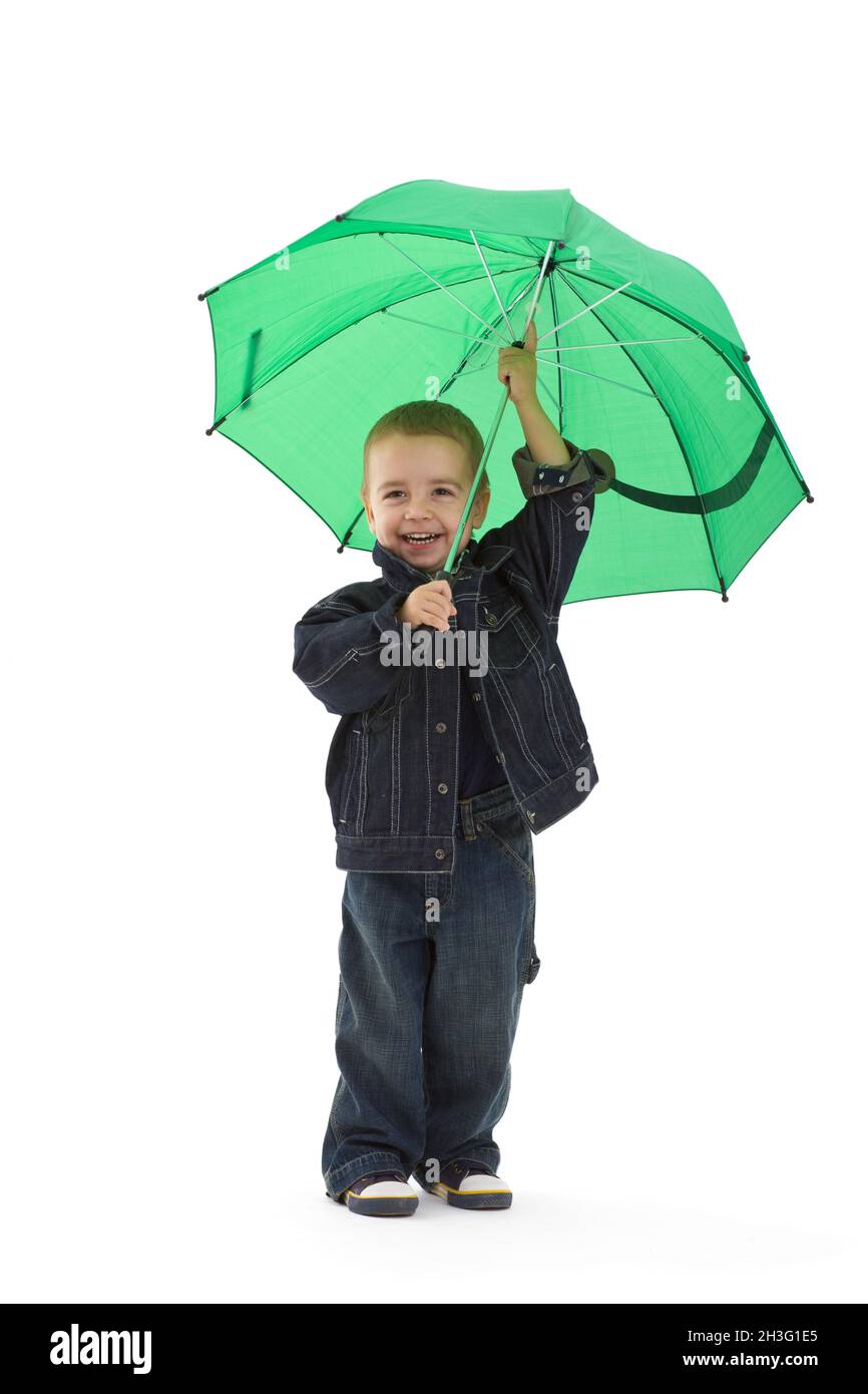 Little boy with umbrella Stock Photo Alamy