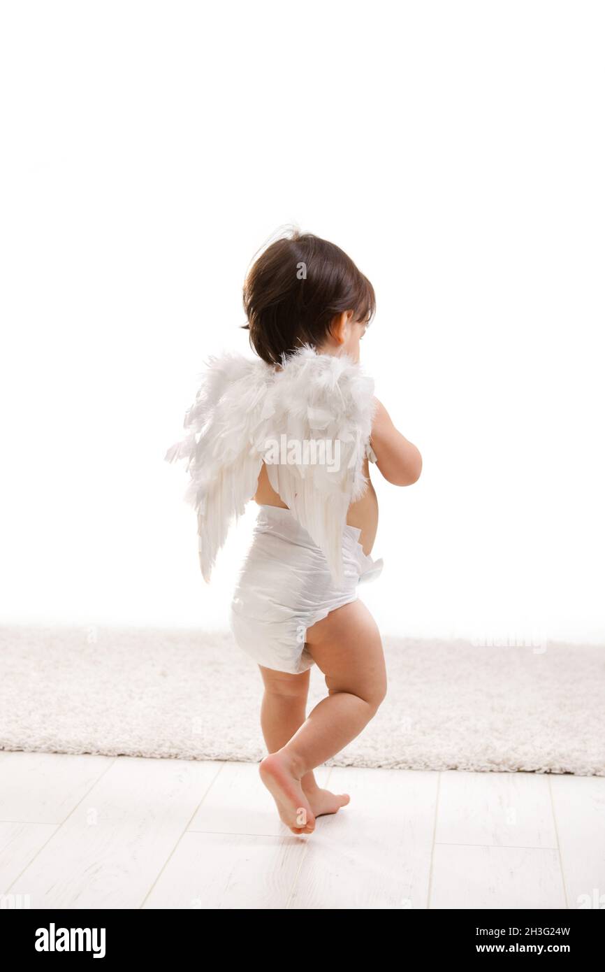 Baby girl with angel wings Stock Photo