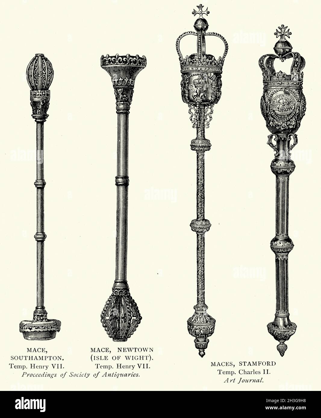 English Ceremonial mace, Southhampton, Isle of Wight, Stamford, 16th