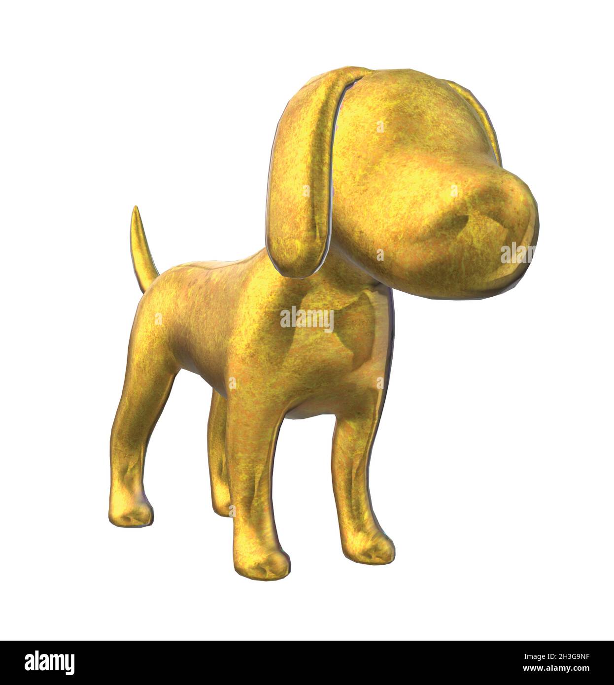 Shiny Glossy Golden Dog Puppy Statue Stock Vector