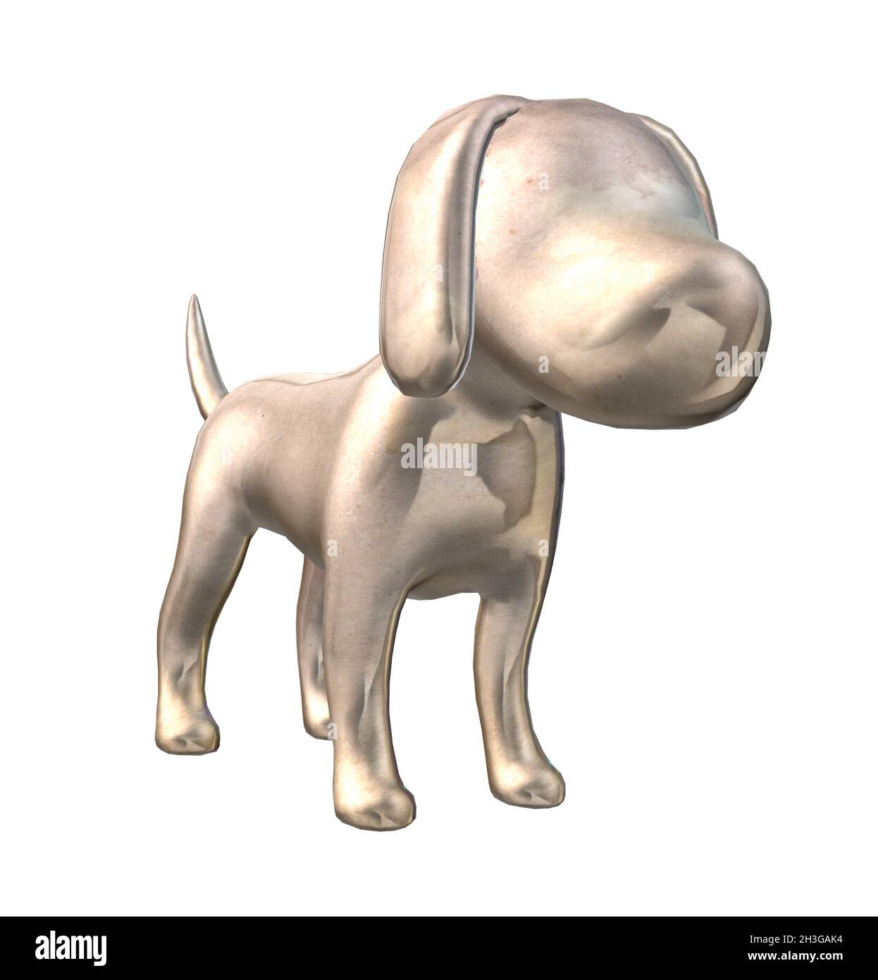 Shiny Glossy Silver Colored Dog Puppy Statue Stock Vector