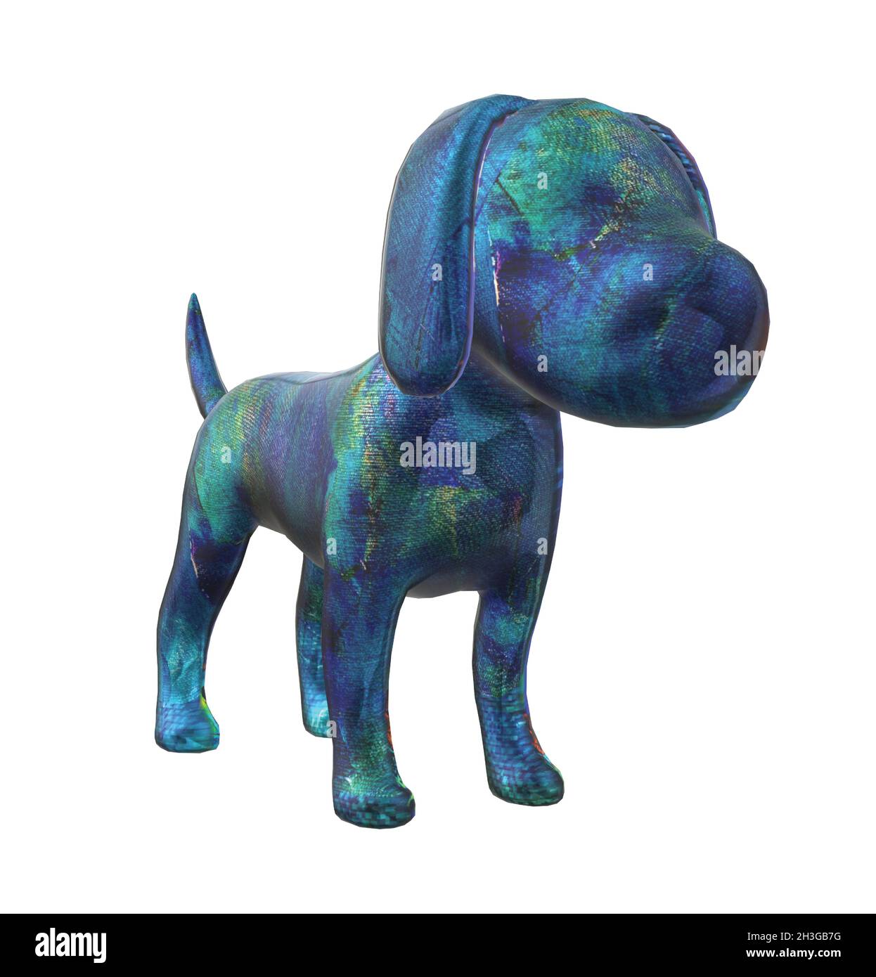Shiny Glossy Blue Colored Dog Puppy Statue Stock Vector