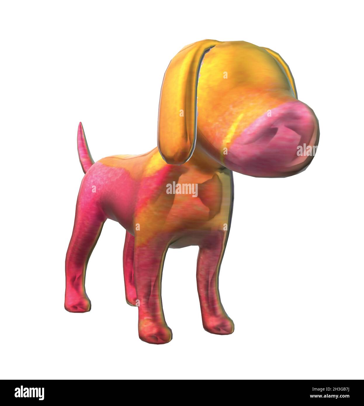 Shiny Glossy Pink and Yellow Colored Dog Puppy Statue Stock Vector