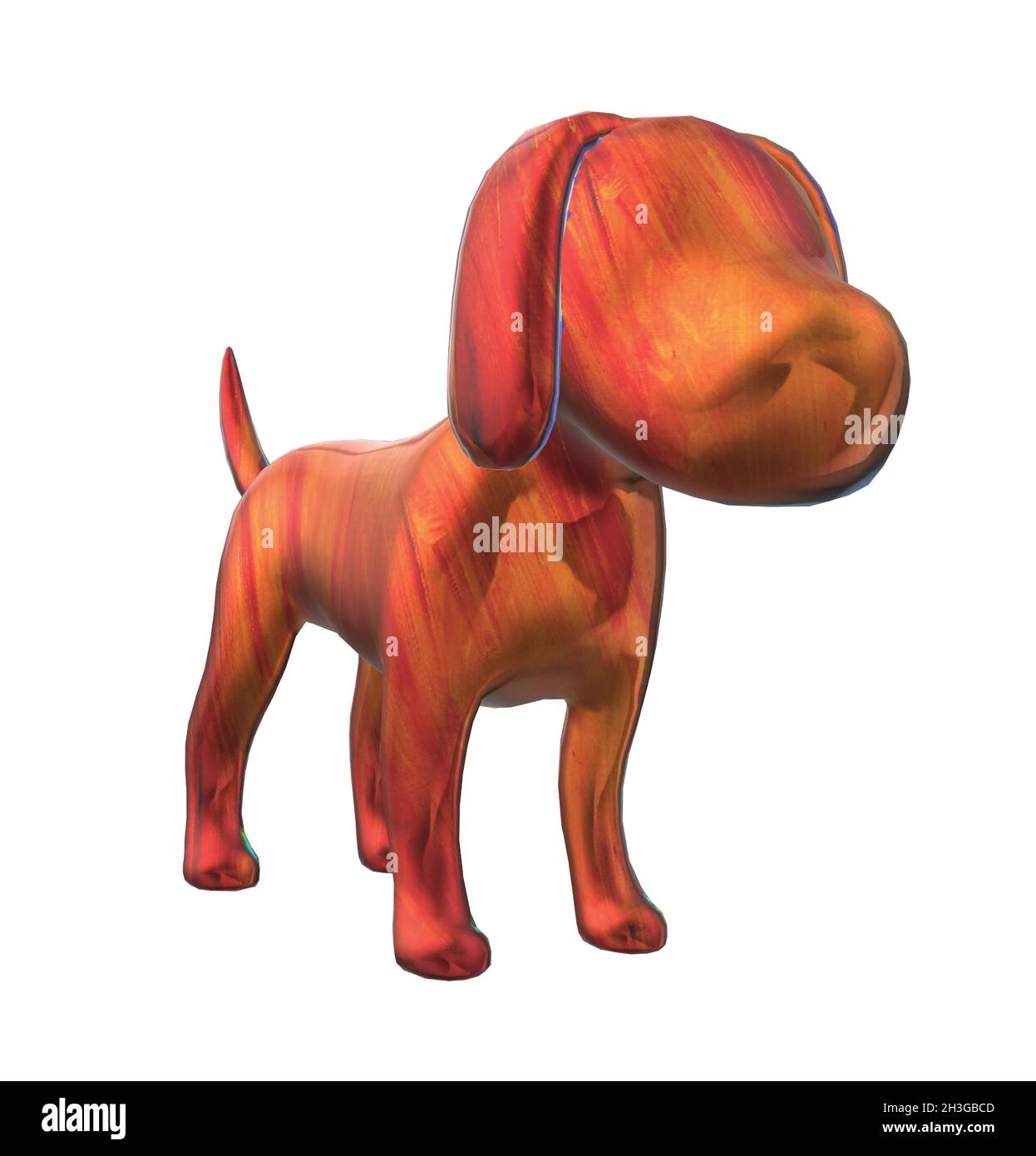Shiny Glossy Orange and Pink Colored Dog Puppy Statue Stock Vector