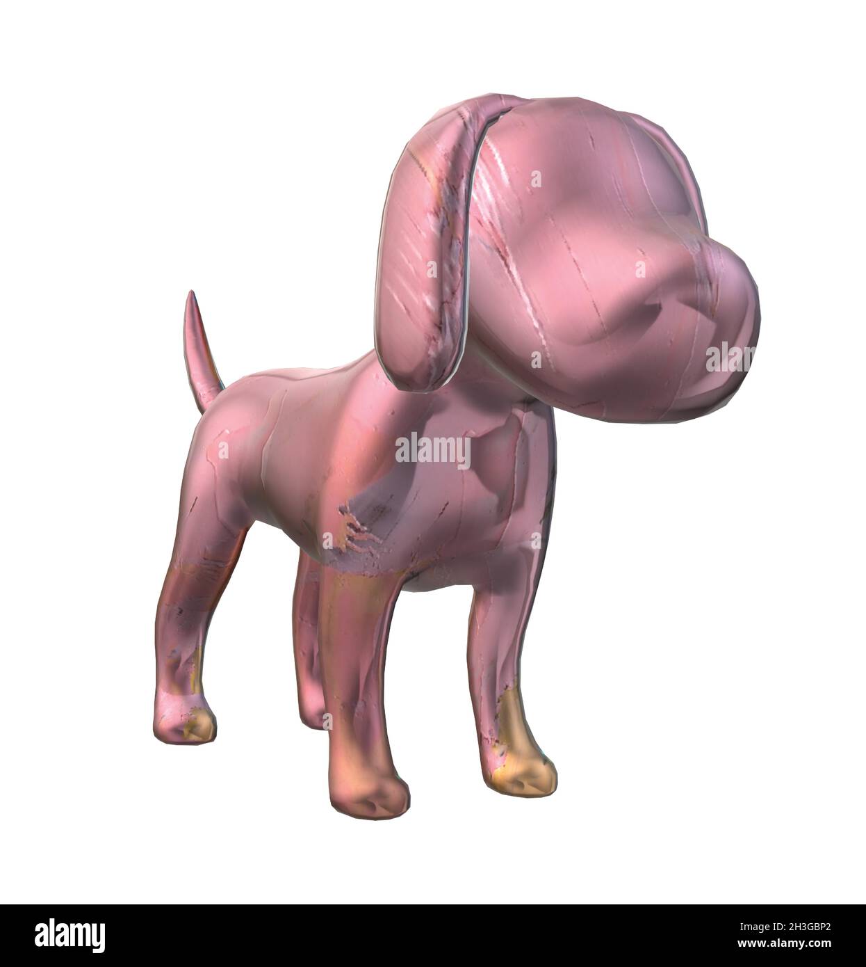 Shiny Glossy Pink Colored Dog Puppy Statue Stock Vector