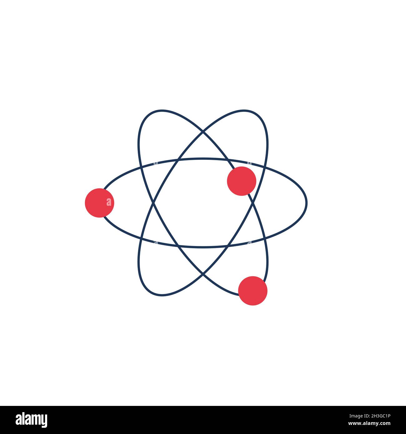 Atom icon, science symbol modern minimal flat design style. Vector illustration. Stock Vector illustration isolated on white background. Stock Vector