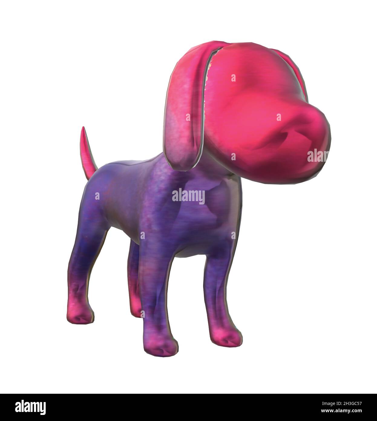 Shiny Glossy Pink and Purple Colored Dog Puppy Statue Stock Vector
