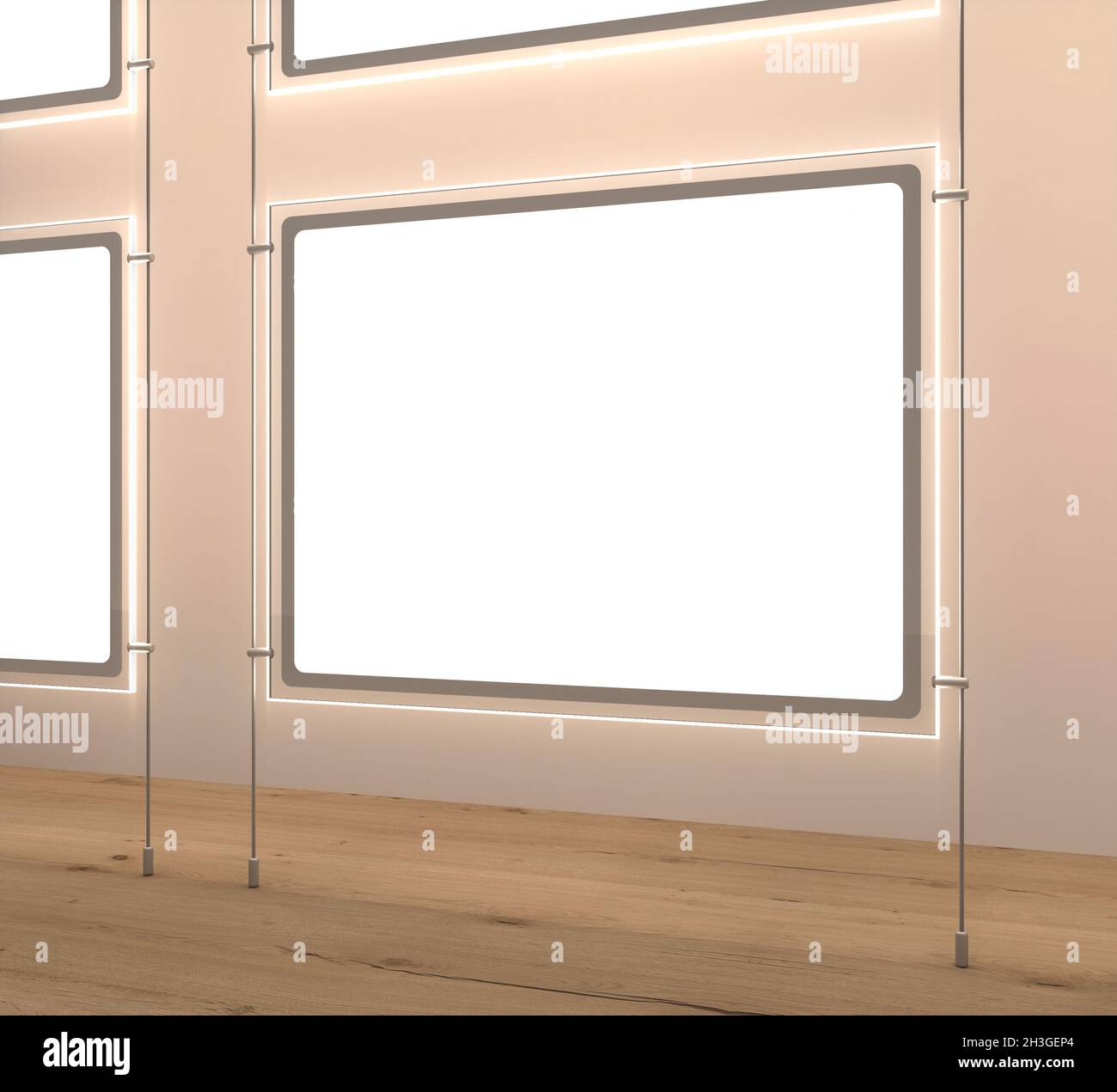 3d Rendering of a backlit led window display for real estate stores ...